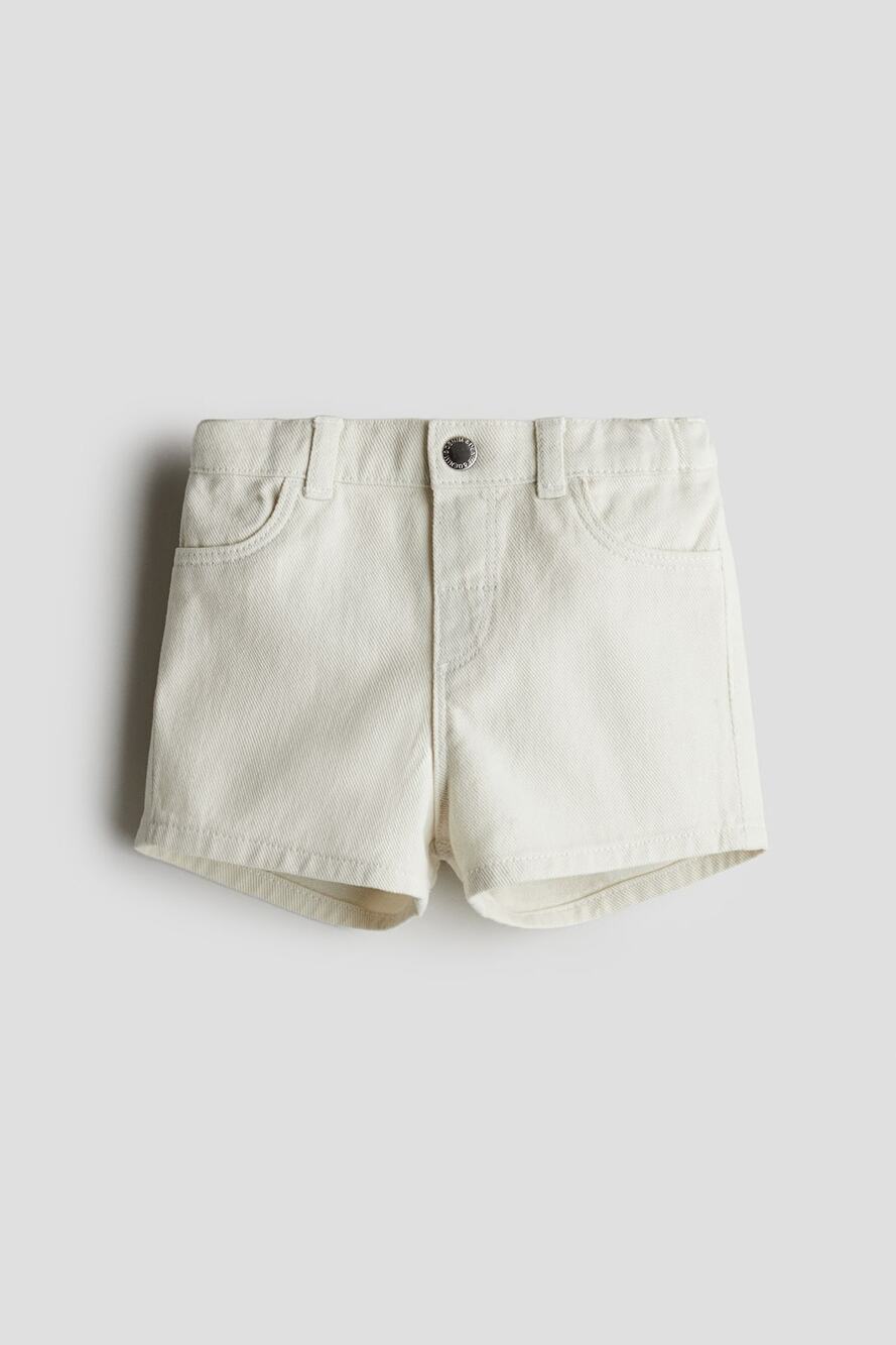 H&M Womens Denim Jean Shorts White Wash Rolled Cuff Hem Sz 12